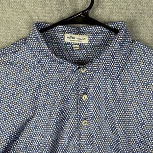 Peter Millar Polo Shirt Mens Size Large Summer Comfort Golf Polo Blue Pool Balls